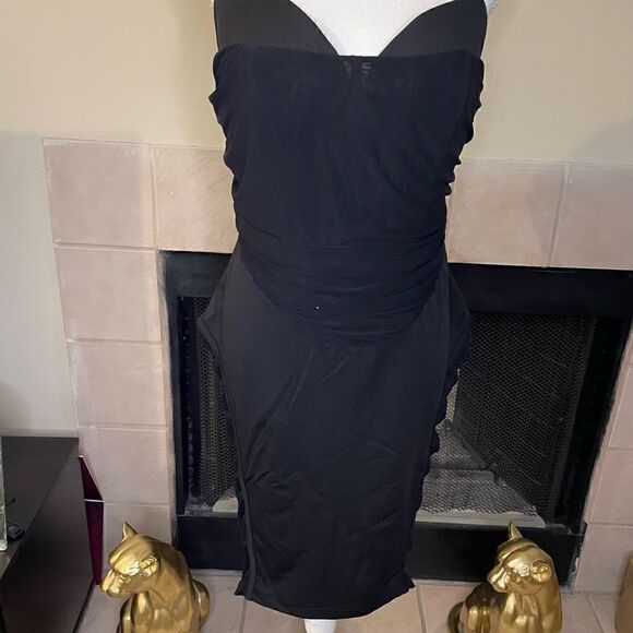 NWT plus Size Formal / Party/ Sexy Black Dress Ruched Sheer - Picture 2 of 10